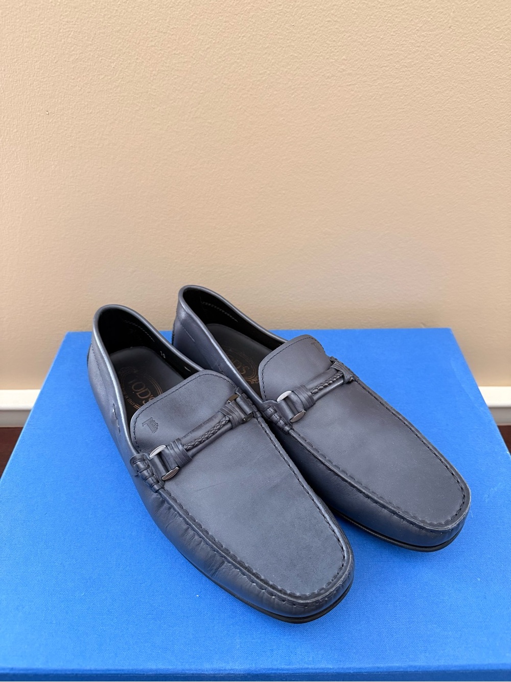 Tod’s Men’s Navy Blue Leather Slip-On Loafers